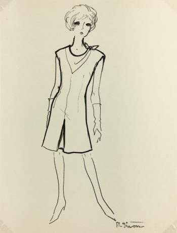 Fashion Original Art - French Fashion, RL Simon, c.1965
