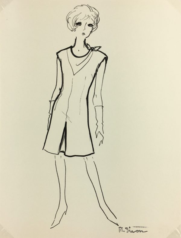 Fashion Original Art - French Fashion, RL Simon, c.1965