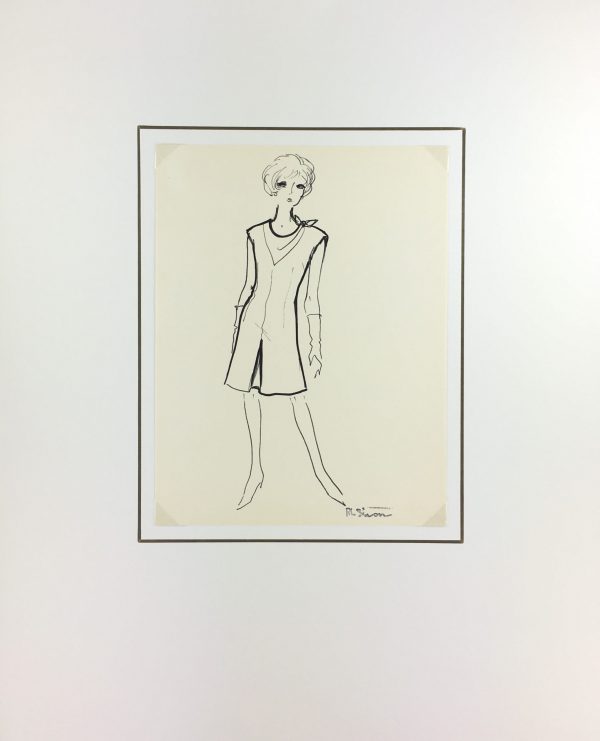 Fashion Original Art - French Fashion, RL Simon, c.1965
