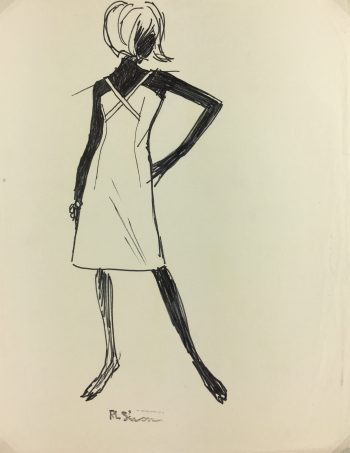 Fashion Original Art - Fashion Sketch, RL Simon, c.1960