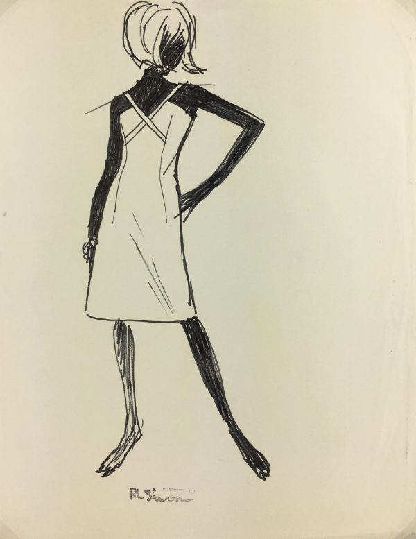 Fashion Original Art - Fashion Sketch, RL Simon, c.1960