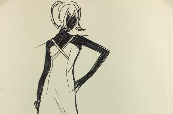Fashion Original Art - Fashion Sketch, RL Simon, c.1960