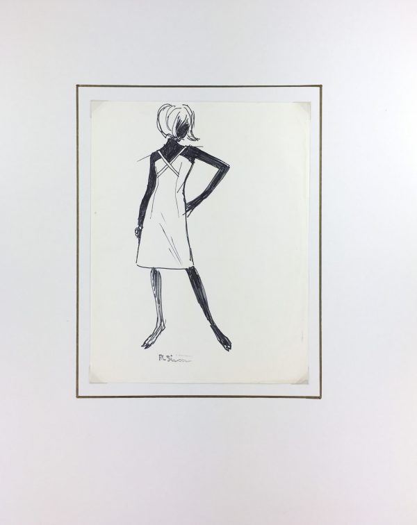 Fashion Original Art - Fashion Sketch, RL Simon, c.1960