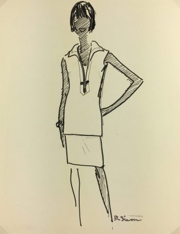 Fashion Original Art - Fashion Sketch, RL Simon, c.1960