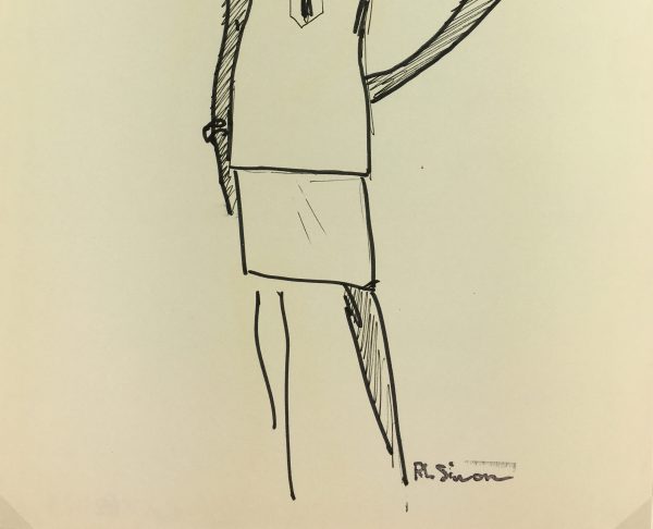 Fashion Original Art - Fashion Sketch, RL Simon, c.1960