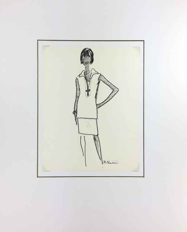 Fashion Original Art - Fashion Sketch, RL Simon, c.1960