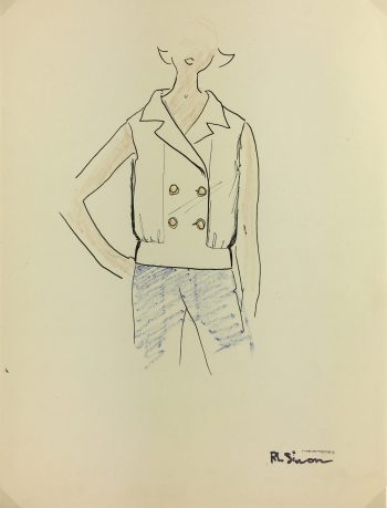 Fashion Original Art - Fashion Sketch, RL Simon, c.1960