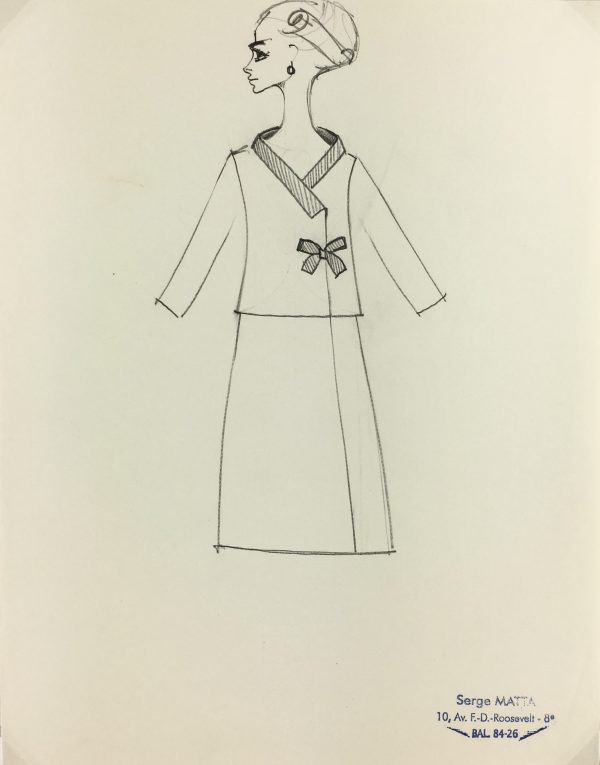 Fashion Original Art - Fashion Sketch, Serge Matta, c.1960