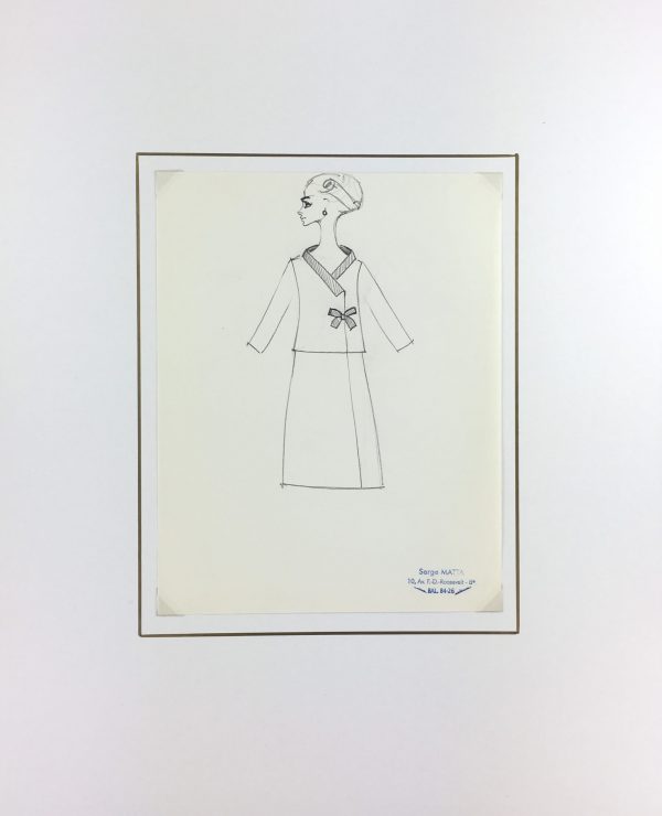 Fashion Original Art - Fashion Sketch, Serge Matta, c.1960