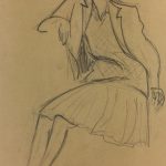 Fashion Original Art - Drawing - Paris Fashion, c.1950