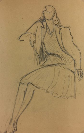Fashion Original Art - Drawing - Paris Fashion, c.1950