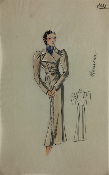 Fashion Original Art - French Fashion, c.1940