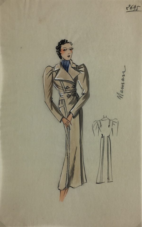 Fashion Original Art - French Fashion, c.1940