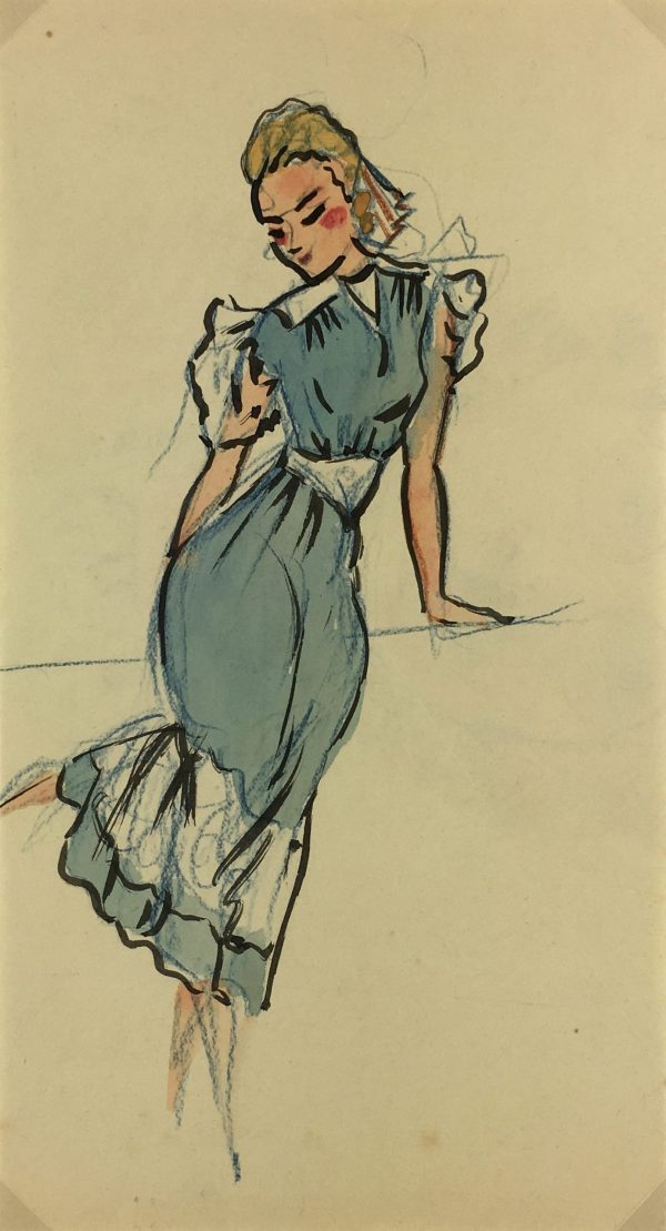 Fashion Original Art - Fashion, French, c.1950
