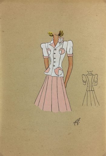 Fashion Original Art - Fashion Drawing, Susy, Buenos Aires, c.1940