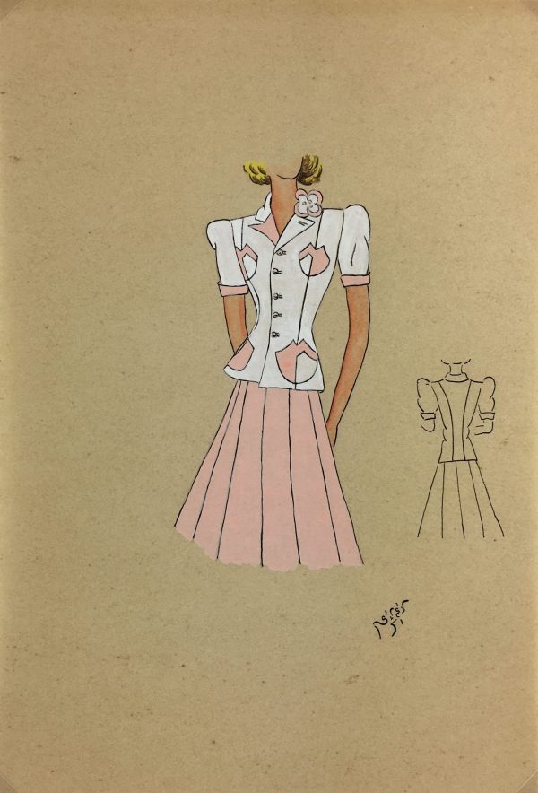 Fashion Original Art - Fashion Drawing, Susy, Buenos Aires, c.1940