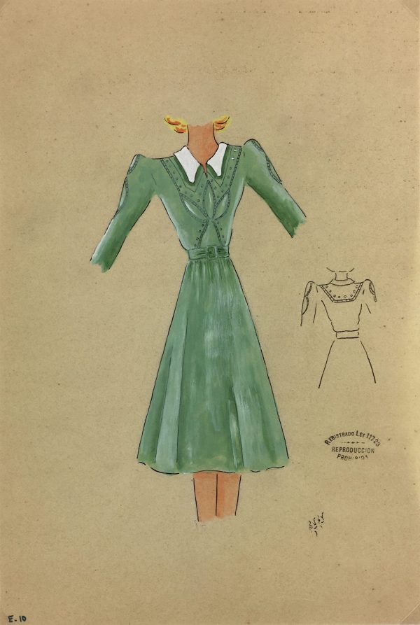 Fashion Original Art - Fashion Drawing, Susy, Buenos Aires, c.1940
