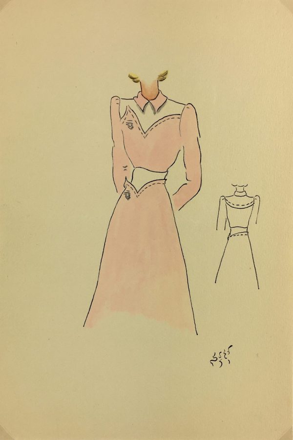 Fashion Original Art - Fashion Drawing, Susy, Buenos Aires, c.1940