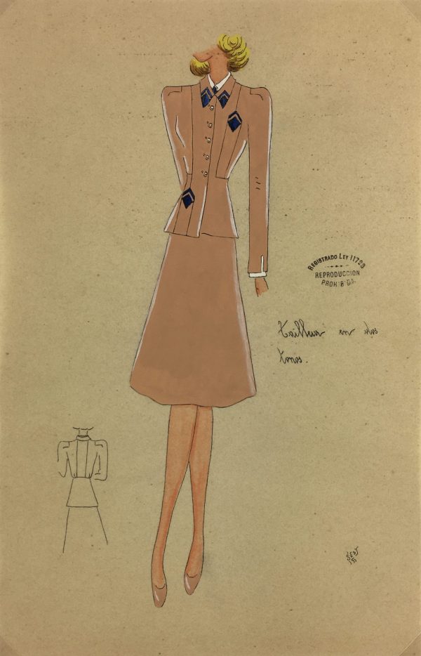 Fashion Original Art - Fashion Drawing, Susy, Buenos Aires, c.1940