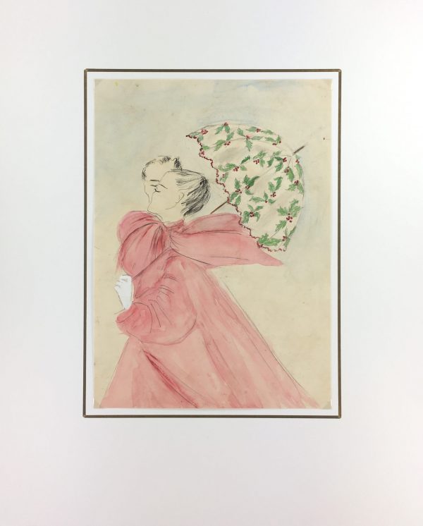 Fashion Original Art - Umbrella, French, c.1950