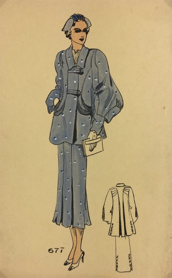 Fashion Original Art - French Fashion, Manicacci, Patou, c.1930