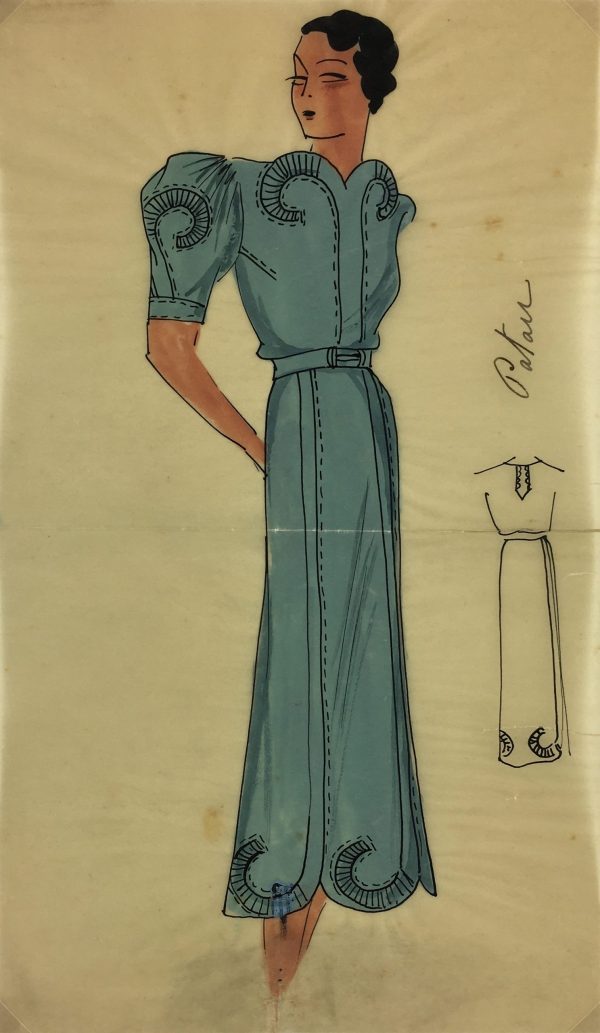 Fashion Original Art - French Fashion, Manicacci, c.1930
