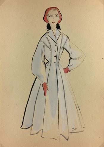 Fashion Original Art - Fashion Drawing, Hendlin, Buenos Aires, c.1940
