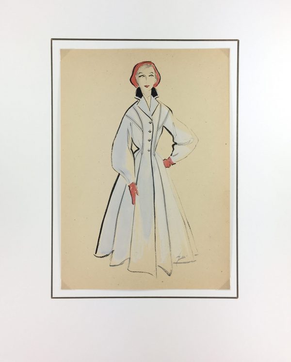 Fashion Original Art - Fashion Drawing, Hendlin, Buenos Aires, c.1940
