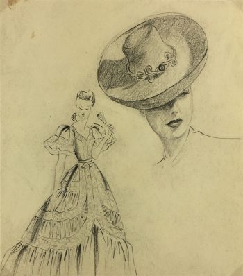 Fashion Original Art - Fashion Drawing, Hendlin, Buenos Aires, c.1940