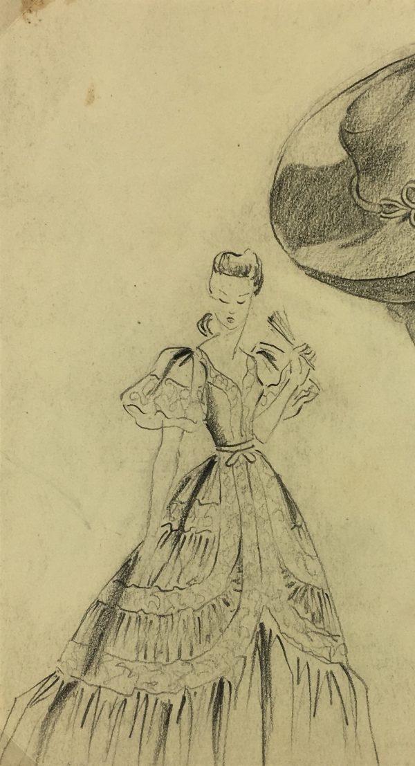 Fashion Original Art - Fashion Drawing, Hendlin, Buenos Aires, c.1940