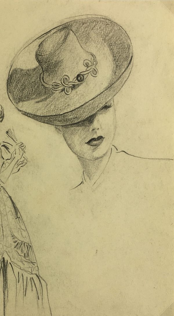 Fashion Original Art - Fashion Drawing, Hendlin, Buenos Aires, c.1940