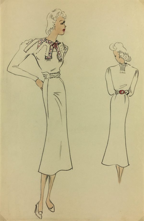 Fashion Original Art - French Fashion, Schiaparelli, c.1930