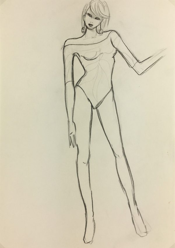 Fashion Original Art - Sketch, French, c.1980