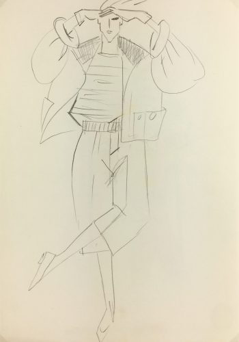 Fashion Original Art - Sketch, French, c.1980