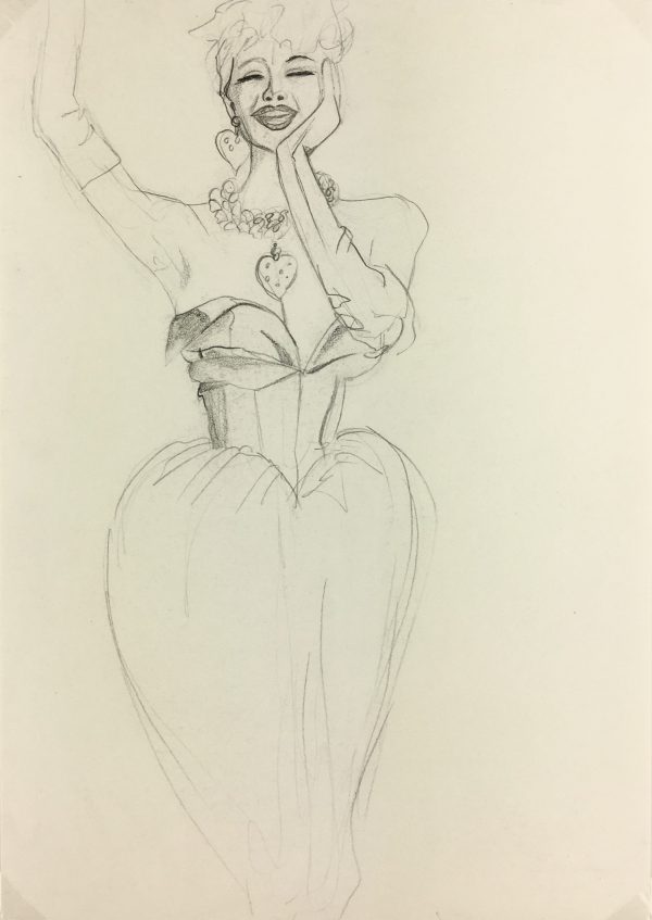 Fashion Original Art - Sketch, French, c.1980