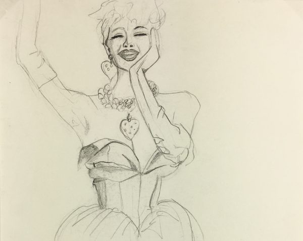 Fashion Original Art - Sketch, French, c.1980