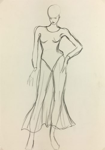 Fashion Original Art - Sketch, French, c.1980