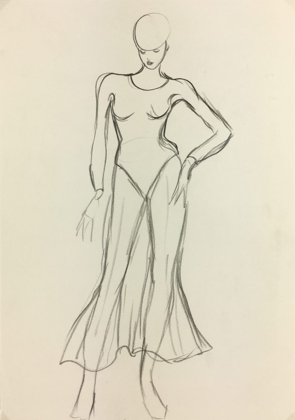 Fashion Original Art - Sketch, French, c.1980