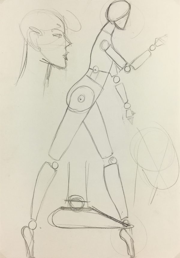 Fashion Original Art - Sketch, French, c.1980