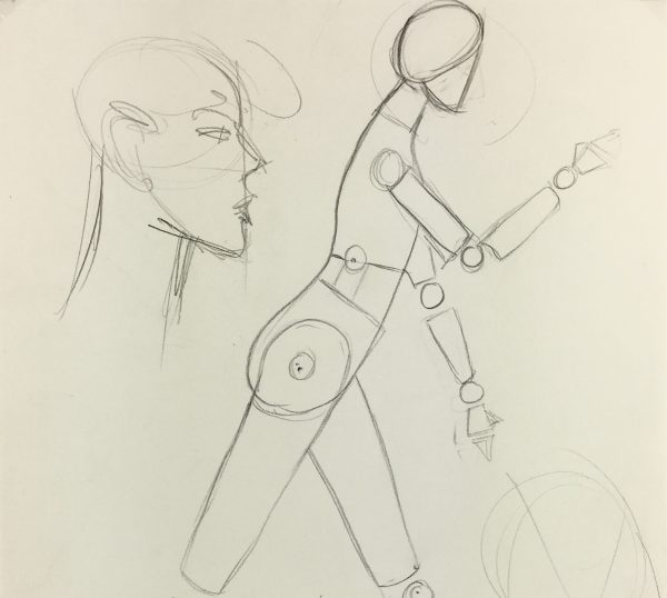 Fashion Original Art - Sketch, French, c.1980