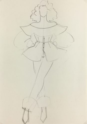 Fashion Original Art - Sketch, French, c.1980