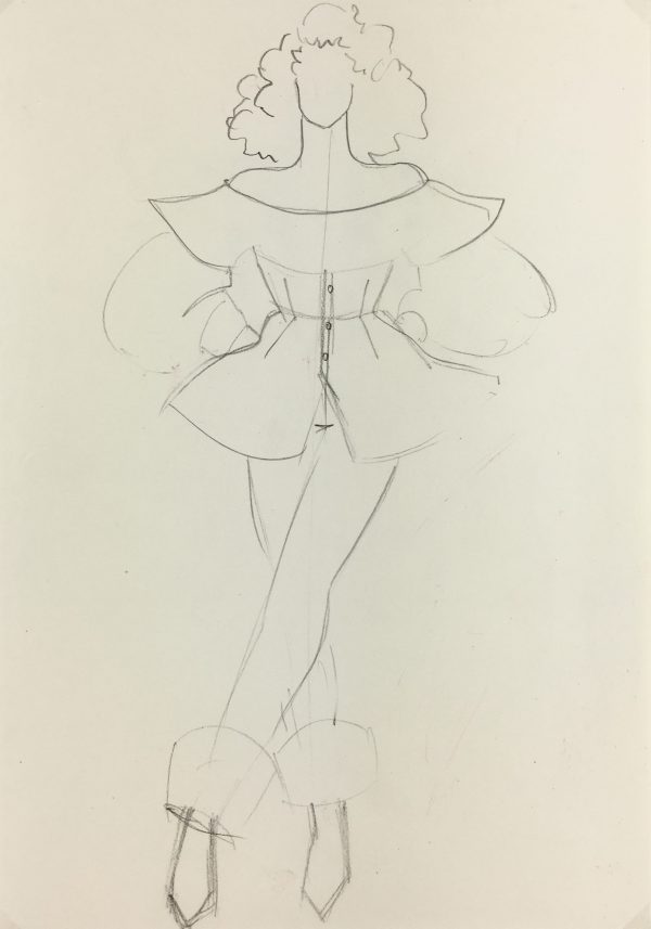 Fashion Original Art - Sketch, French, c.1980