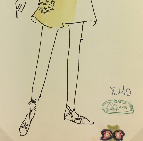 Fashion Original Art - Paris Fashion, Marie Corine, c.1960