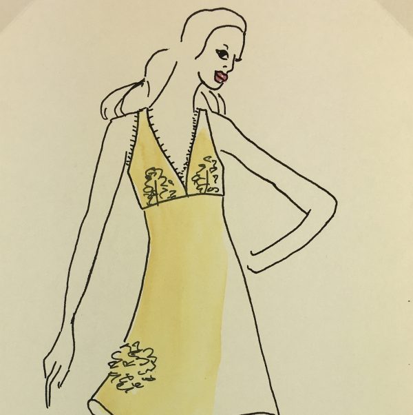 Fashion Original Art - Paris Fashion, Marie Corine, c.1960