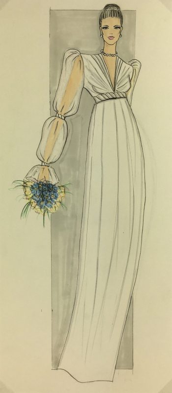 Fashion Original Art - Paris Fashion: Wedding Dress, c.1990