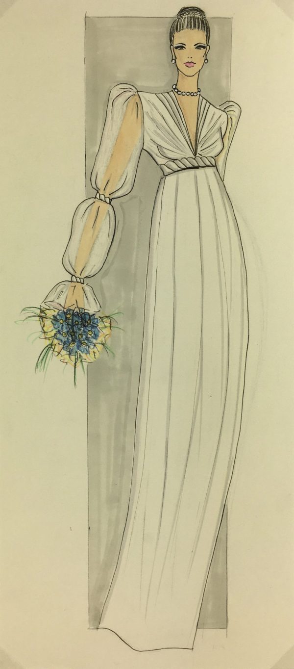 Fashion Original Art - Paris Fashion: Wedding Dress, c.1990