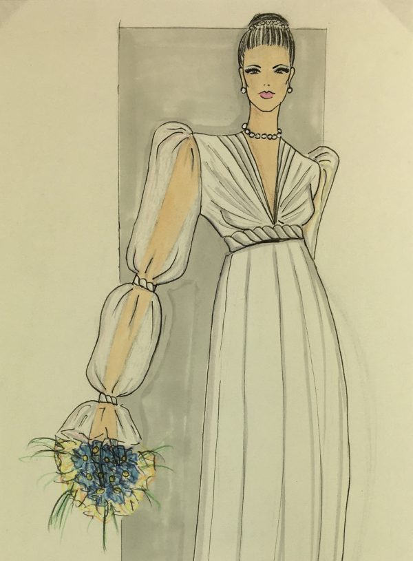 Fashion Original Art - Paris Fashion: Wedding Dress, c.1990