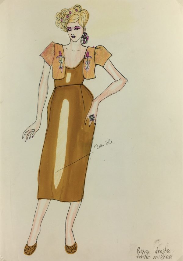 Fashion Original Art - French Fashion, J. Angelyn, c.1980