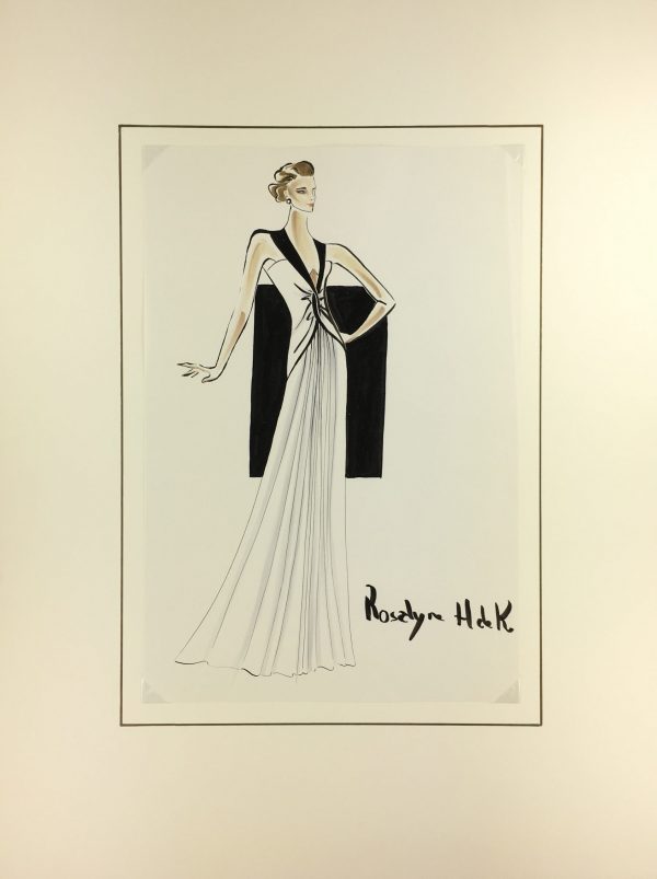 Fashion Original Art - Paris Fashion, Rosalyn H. de K., c.1980