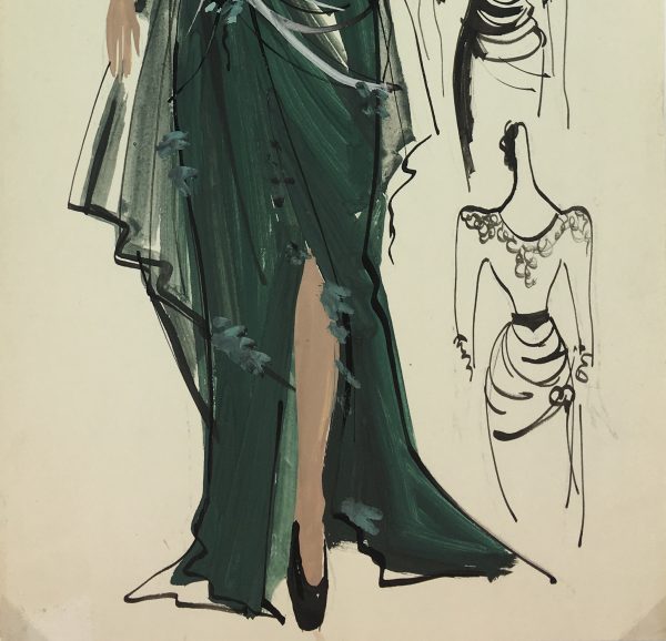 Fashion Original Art - Gouache - Paris Fashion, c.1960
